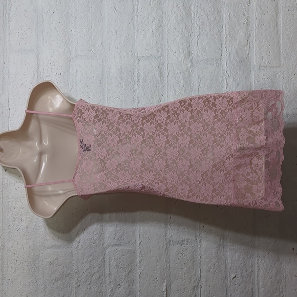 Baby Pink Sheer Lace Chemise Nighty - Picture 3 of 8